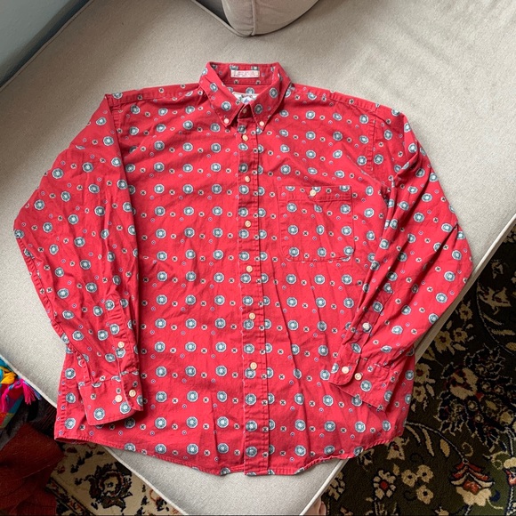 Men’s Sears Red&Black Patterned Dress Shirt - Sz L - Picture 1 of 5